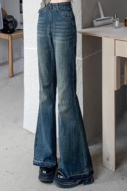 Slim Fit Elastic Bell Bottom Jeans