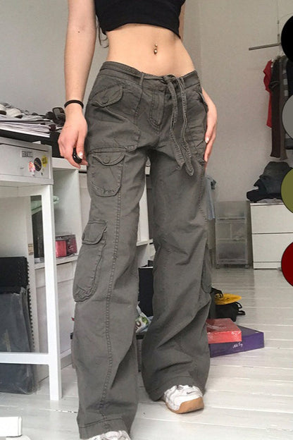 Casual Vintage Cargo Loose Straight Jeans