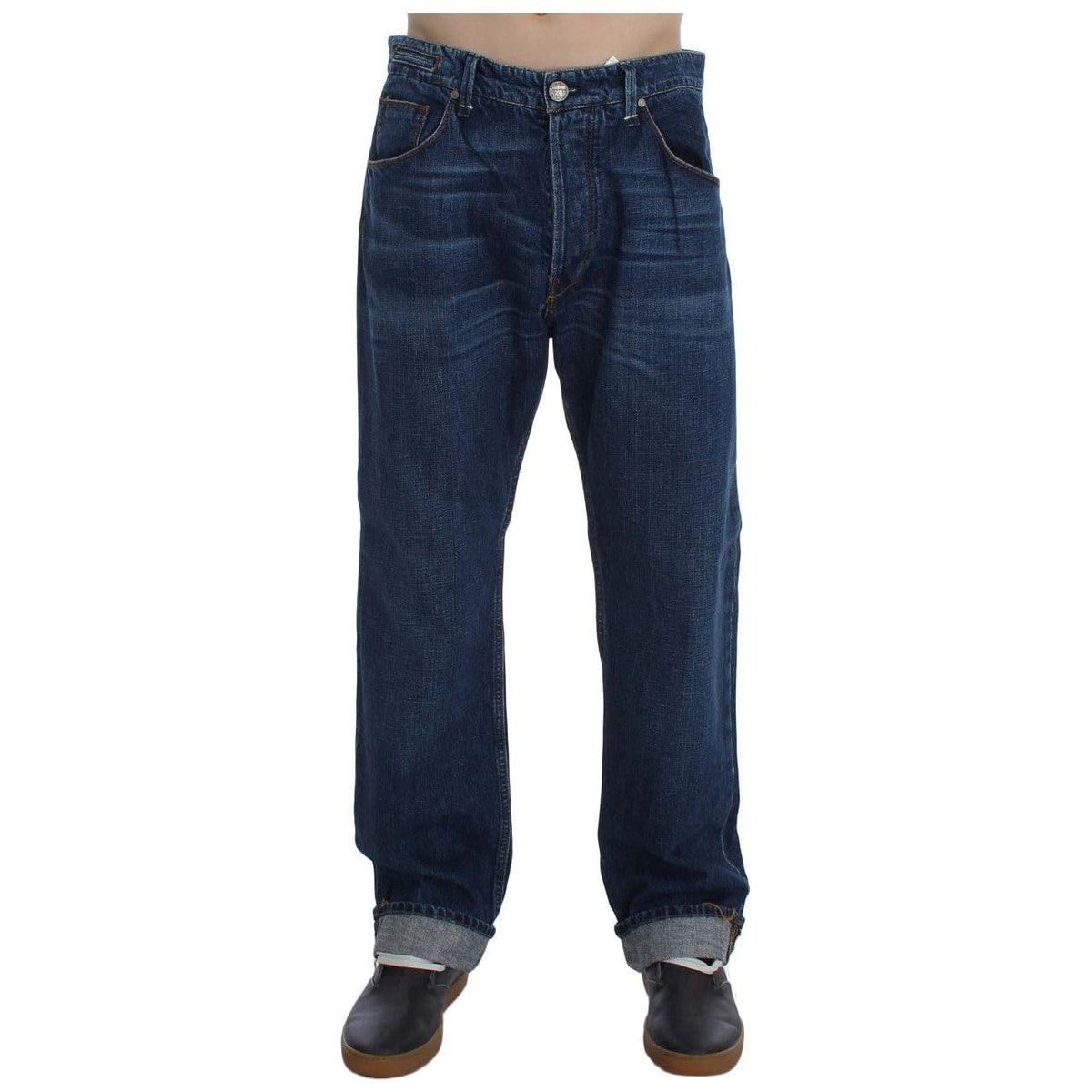 Acht Blue Wash Cotton Baggy Loose Fit Jeans
