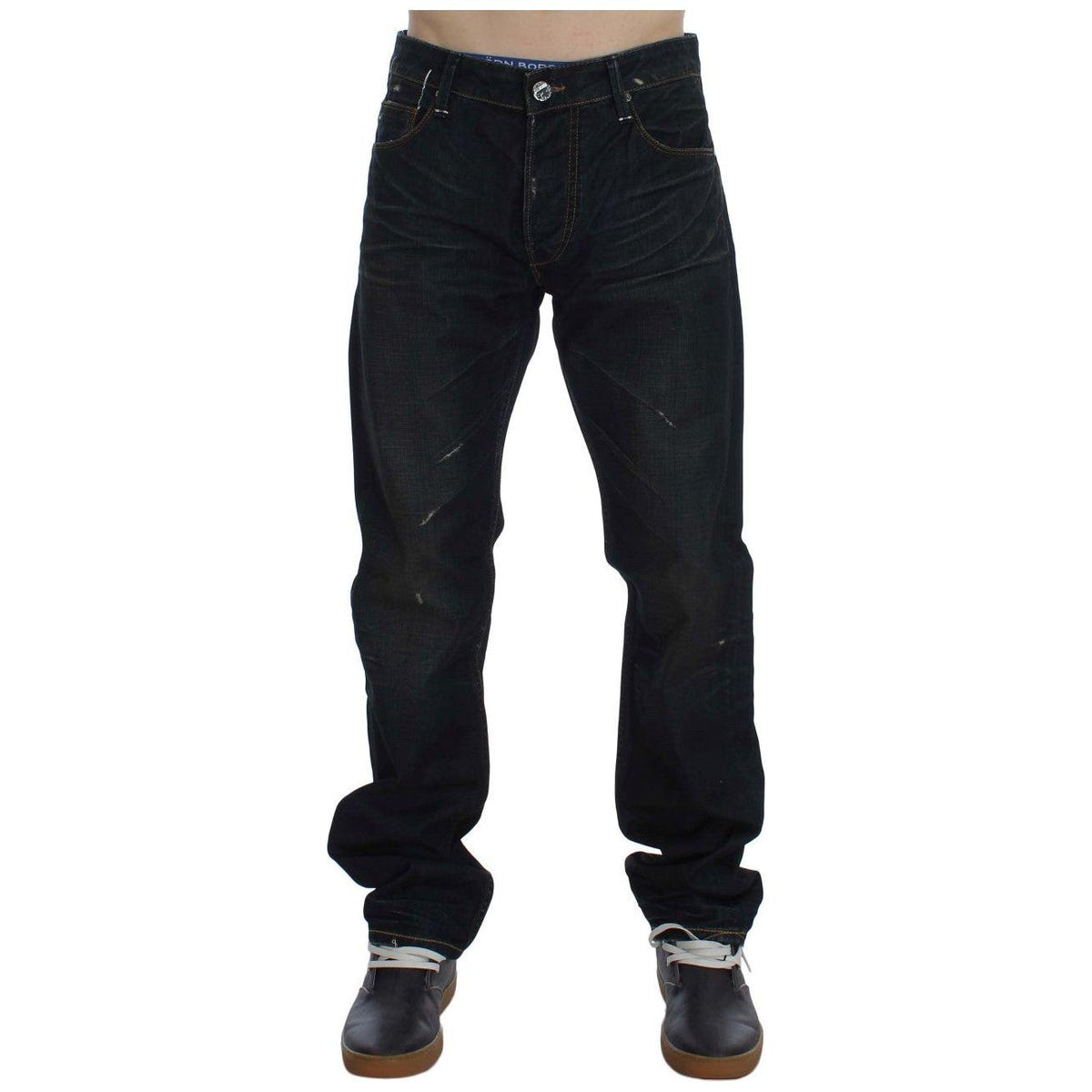 Acht Blue Wash Cotton Denim Straight Fit Jeans