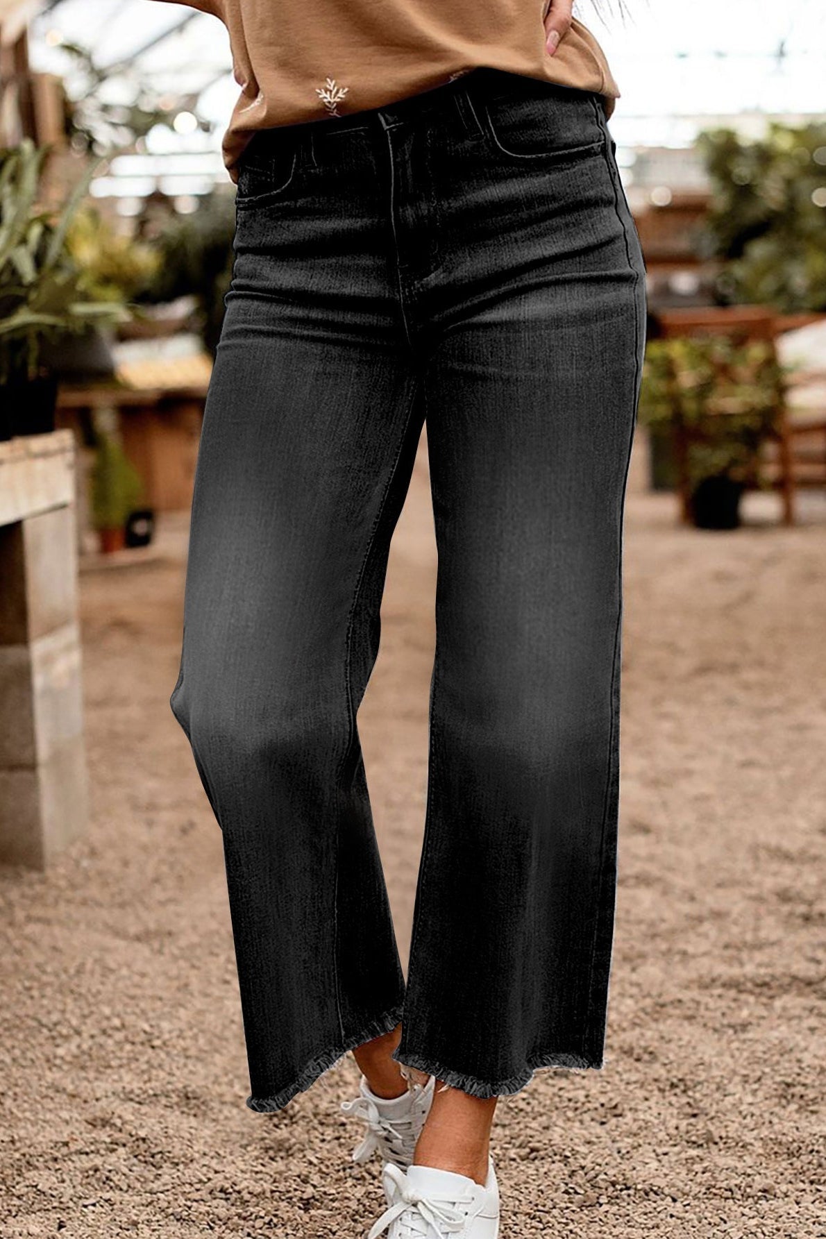 Raw Hem High Waist Straight Jeans