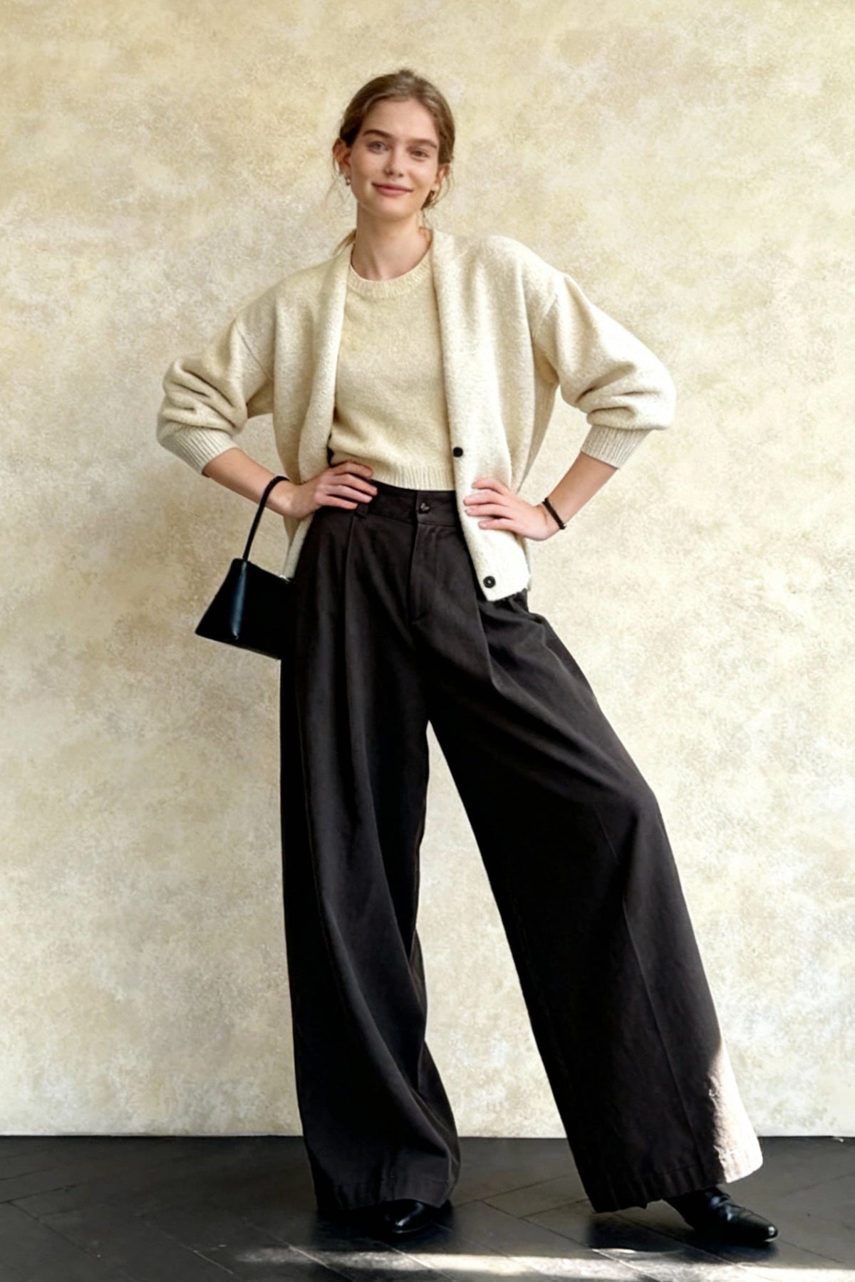 Retro Relaxed High-Waisted Wide-Leg Pants