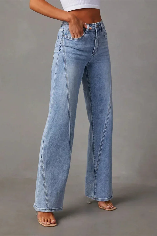 Loose Patchwork Wide Leg Jeans