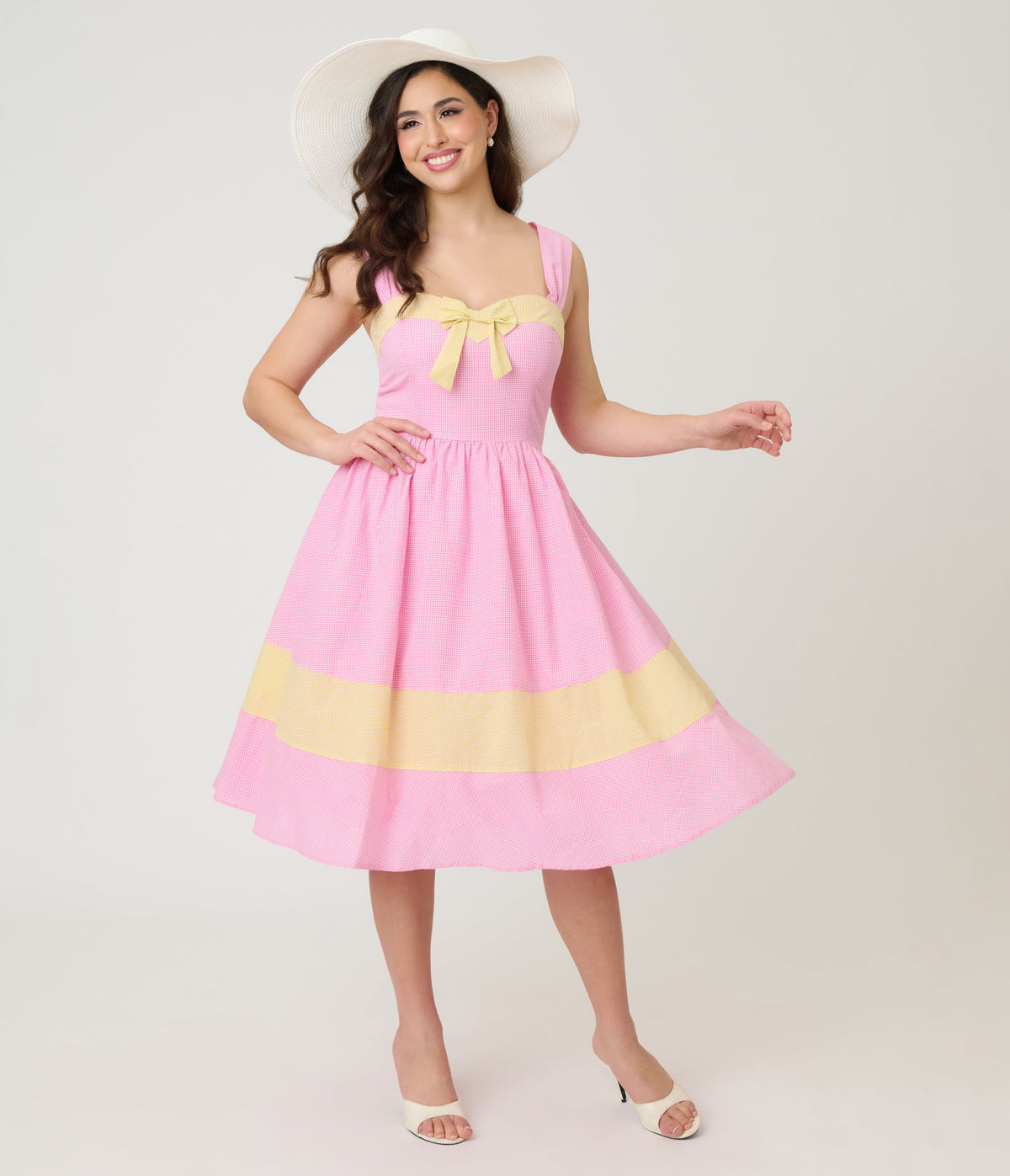 Barbie™ x Unique Vintage Picnic Pretty Gingham Swing Dress