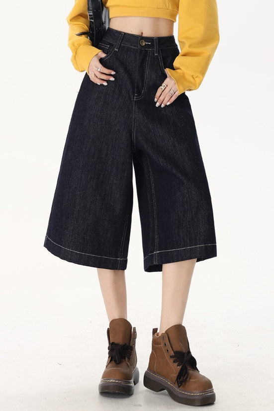 Vintage High Waist Cropped Wide Leg Jeans