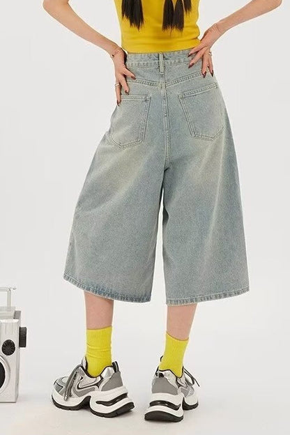 Vintage Cropped Wide High Waist Relaxed Jeans