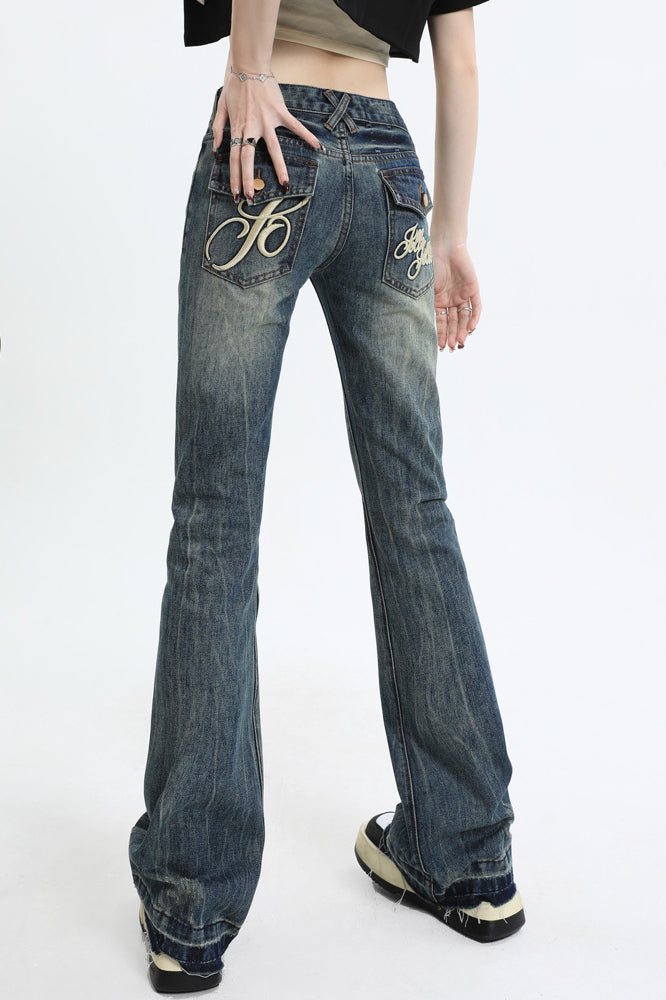 Slim Fit Low Waist Micro Flare Jeans