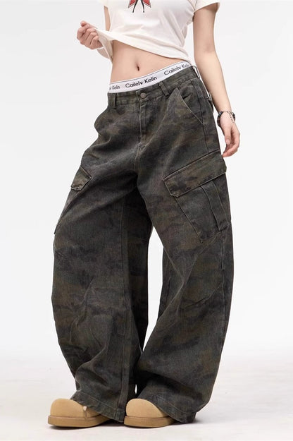 Camouflage Multi Pocket Baggy Jeans
