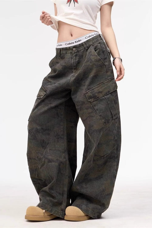 Camouflage Multi Pocket Baggy Jeans