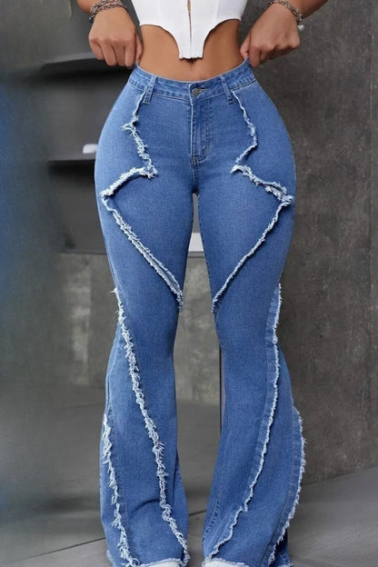 Wide Leg Cargo Multi Pocket Denim Jeans