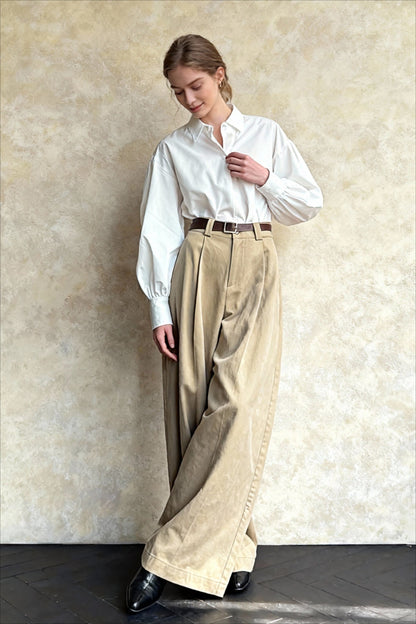 Retro Relaxed High-Waisted Wide-Leg Pants
