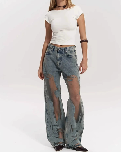 Vintage Hollow Straight Jeans