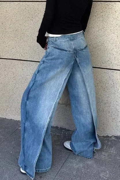 Y2K Vintage Reversible Deconstructed Wide Leg Jeans