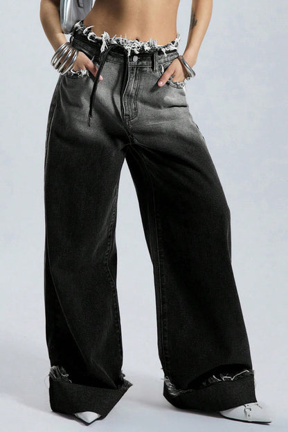 Ombre Low Rise Straight Leg Jeans