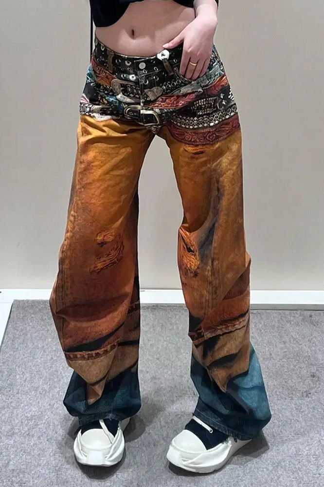 Street Style Abstract Gradient Jeans