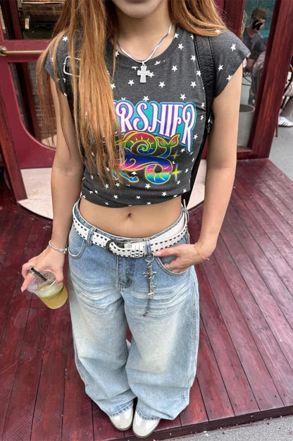 High Waist Embroidered Wide Leg Jeans