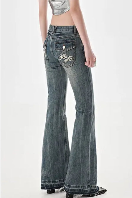 Slim Fit Low Waist Micro Flare Jeans