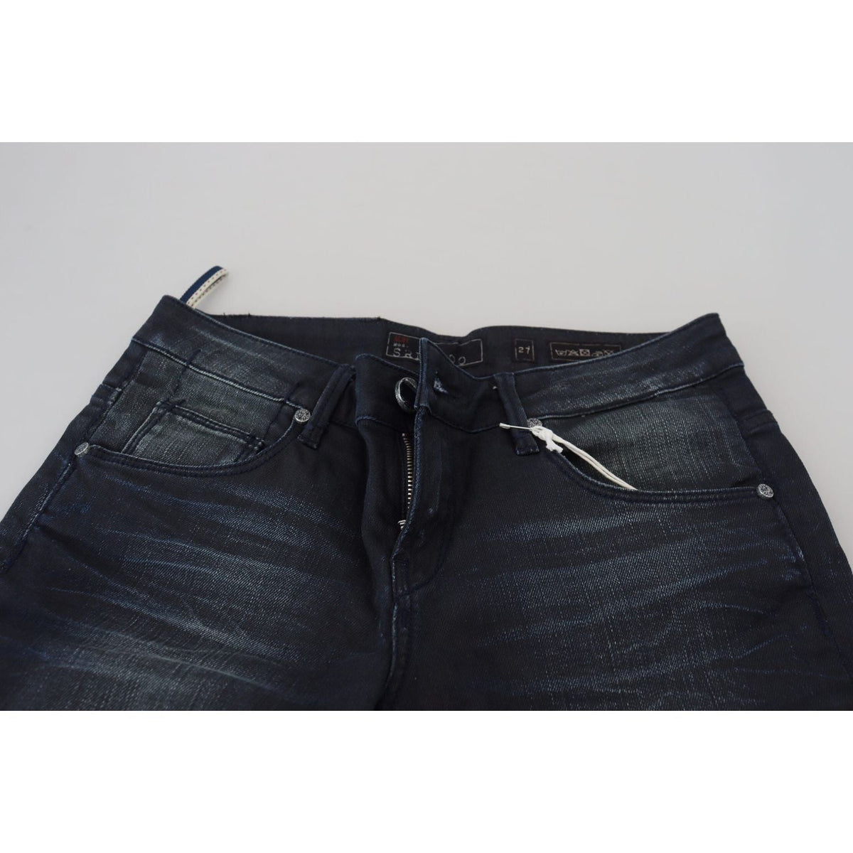 Acht Blue Washed Low Waist Slim Fit Cotton Denim Jeans