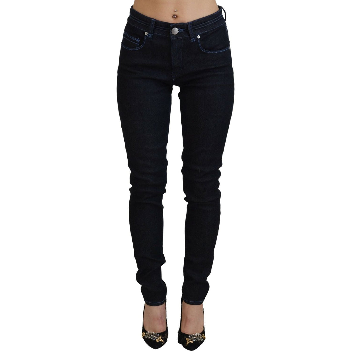 Acht Dark Blue Low Waist Slim Fit Women Denim Jeans