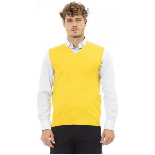 Alpha Studio Yellow Viscose Men Jacket