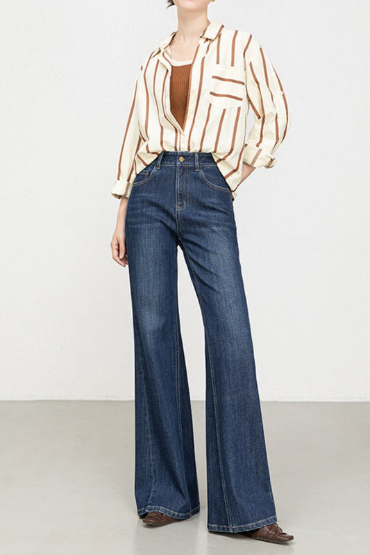 High Waist Four Way Stretch Flare Denim Jeans