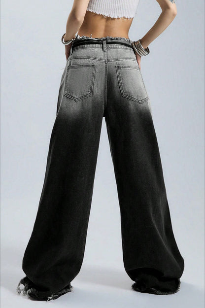 Ombre Low Rise Straight Leg Jeans