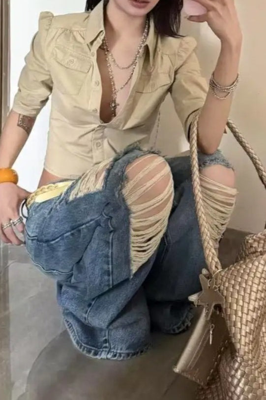 Y2K Blue Streetwear Jeans
