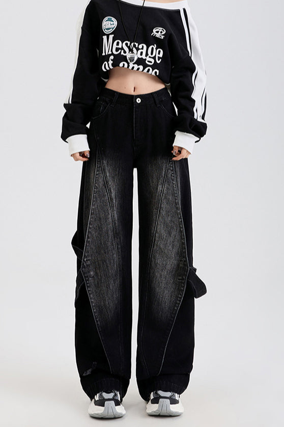 Vintage Washed Patchwork Jeans