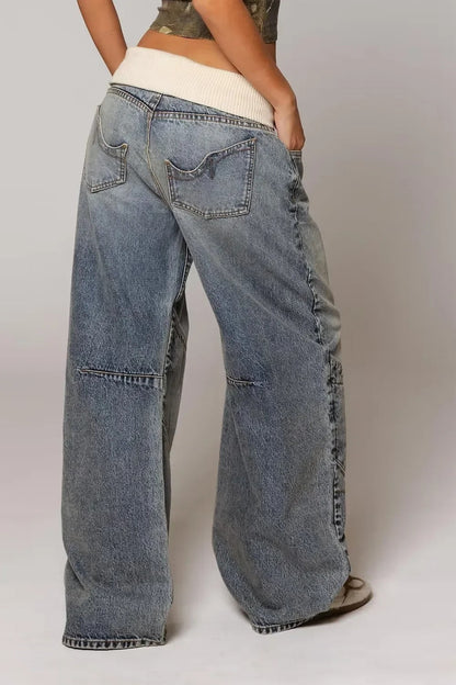 Y2K Hip-hop Stitching Retro Wide-leg Jeans