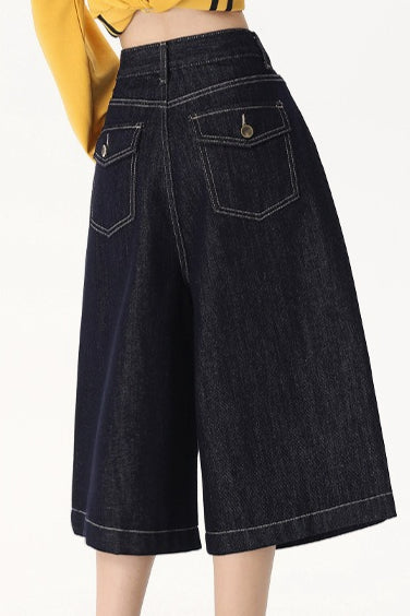 Vintage High Waist Cropped Wide Leg Jeans