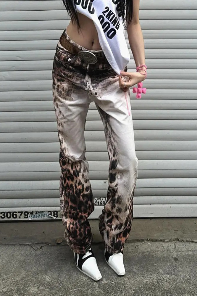 Hip-Hop Leopard Baggy Jeans