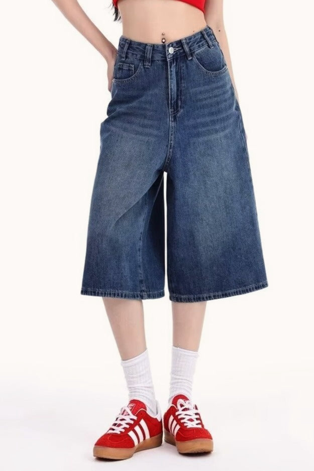 Vintage Cropped Wide High Waist Relaxed Jeans