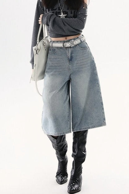 High Waist Cropped Wide Leg Vintage Jeans