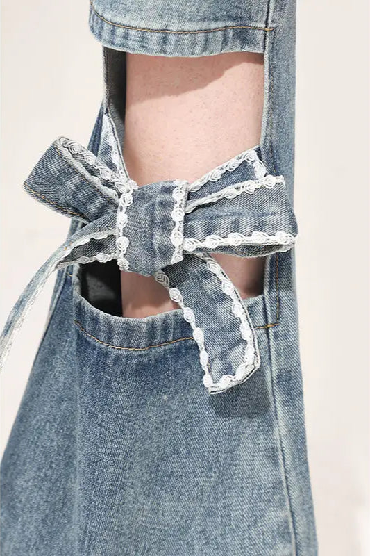 Slim Fit Bow Flare Jeans