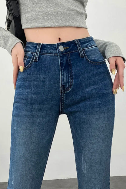 High Waist Skinny Pencil Jeans