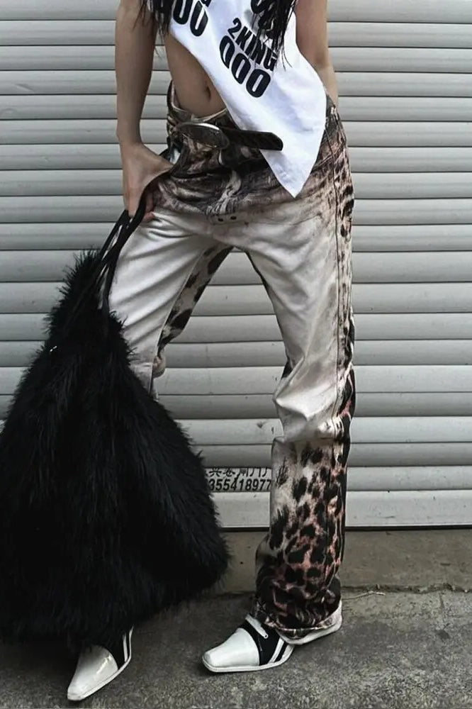 Hip-Hop Leopard Baggy Jeans