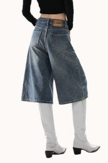 High Waist Cropped Wide Leg Vintage Jeans