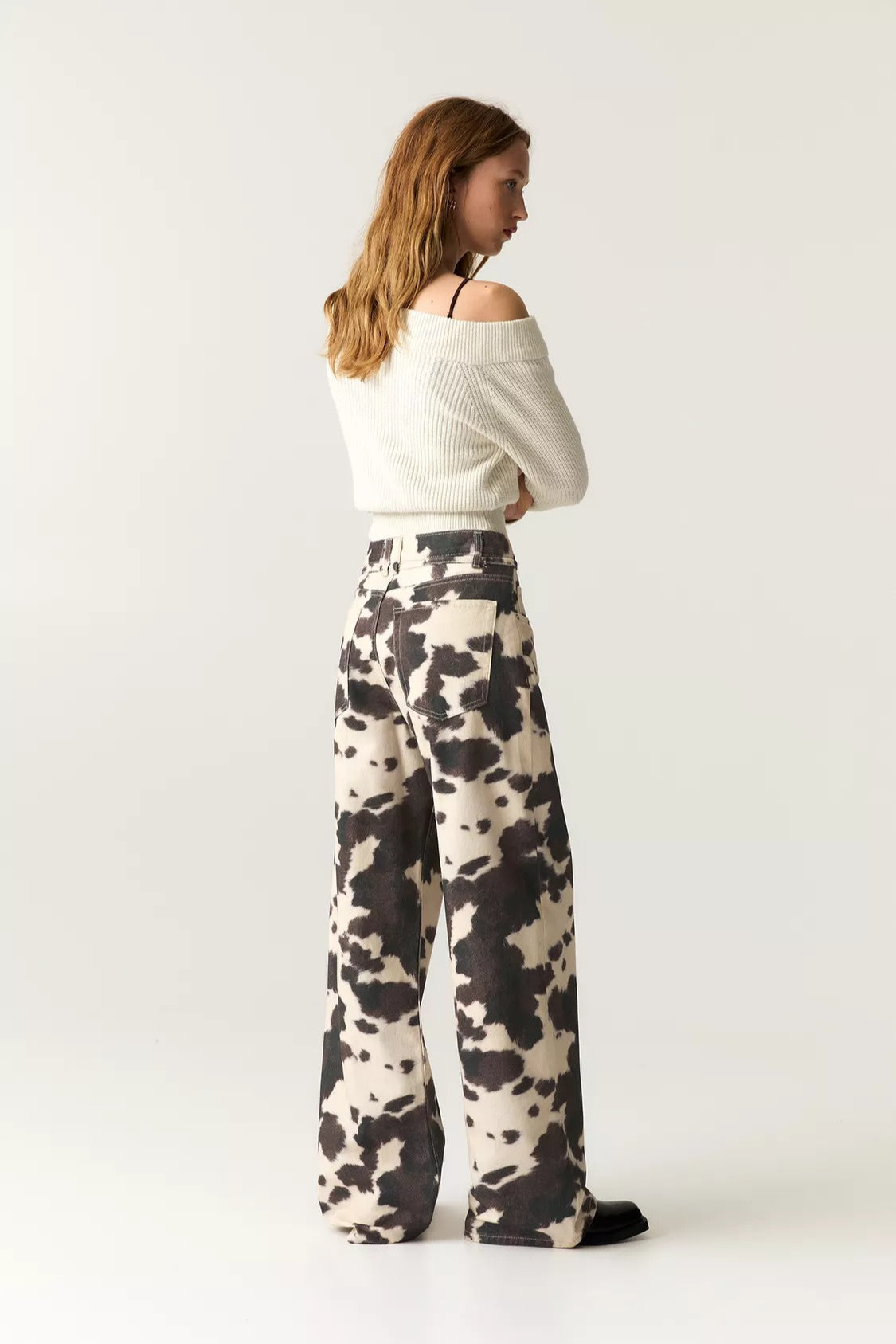 Vintage Cow Print Casual Jeans