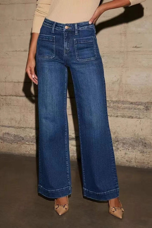 Straight Leg Wide Denim Jeans