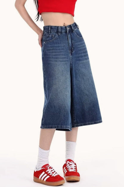 Vintage Cropped Wide High Waist Relaxed Jeans