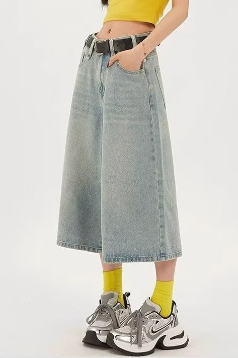 Vintage Cropped Wide High Waist Relaxed Jeans