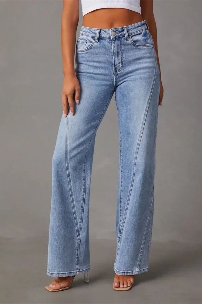 Loose Patchwork Wide Leg Jeans
