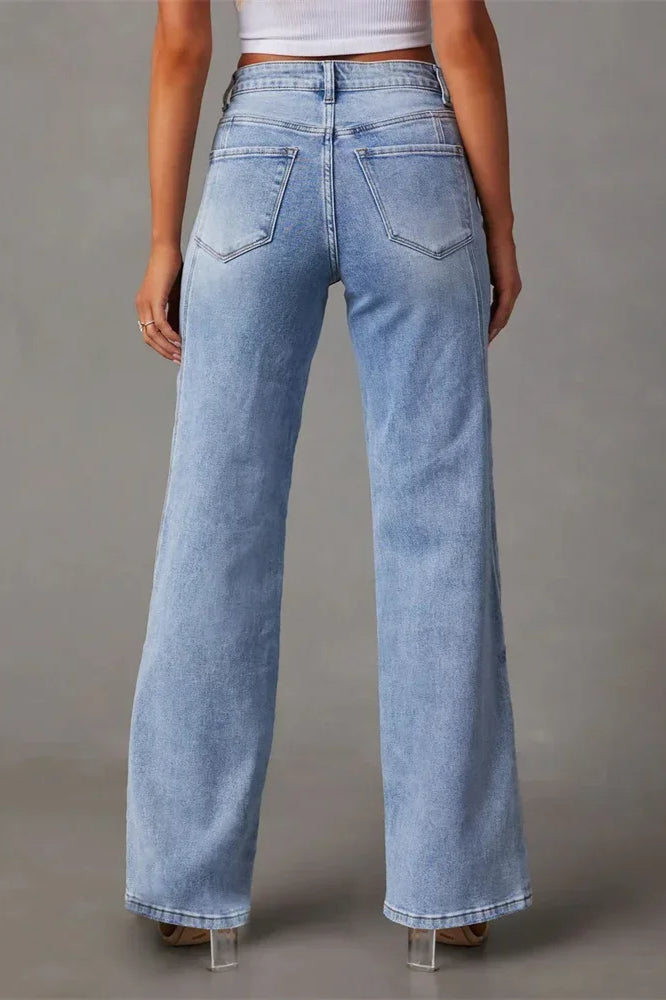 Loose Patchwork Wide Leg Jeans