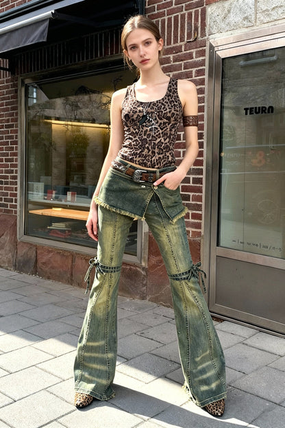 Blue Baggy High Waist Cargo Jeans
