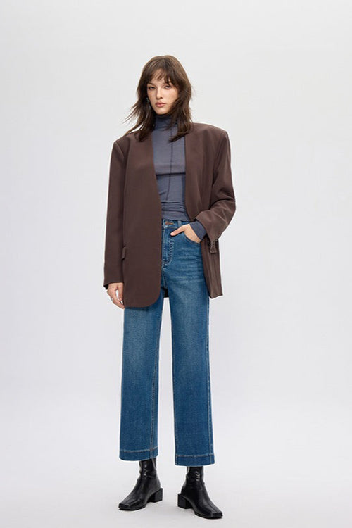 Four Way Stretch Cropped Straight Jeans