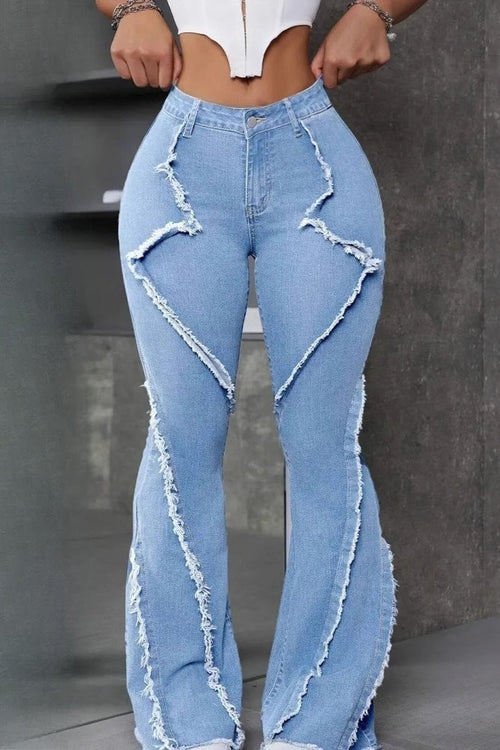 Wide Leg Cargo Multi Pocket Denim Jeans