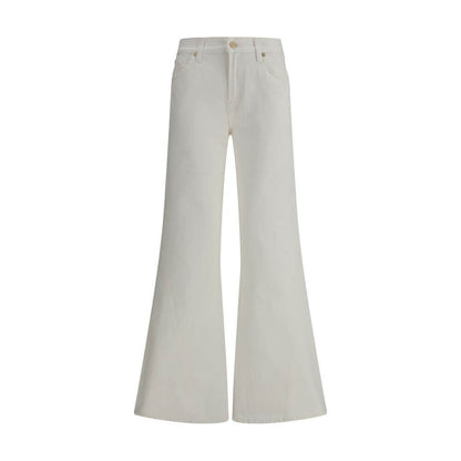 7FOR Beige Cotton Flared Jeans