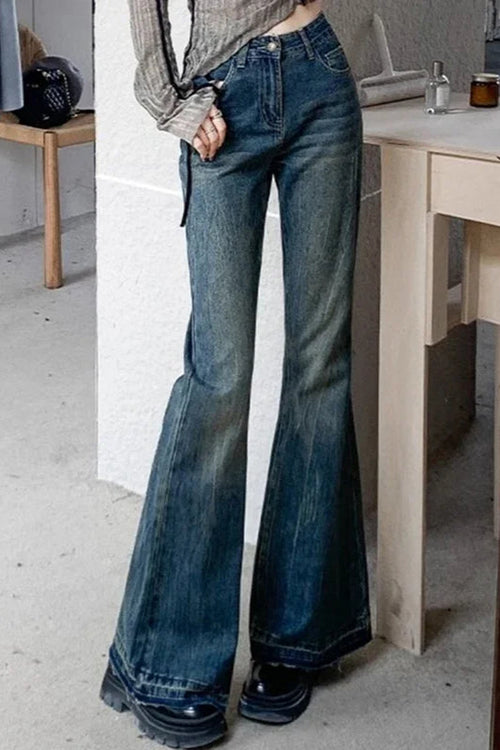 Slim Fit Elastic Bell Bottom Jeans