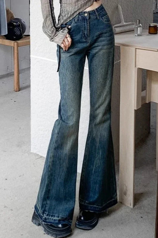 Slim Fit Elastic Bell Bottom Jeans