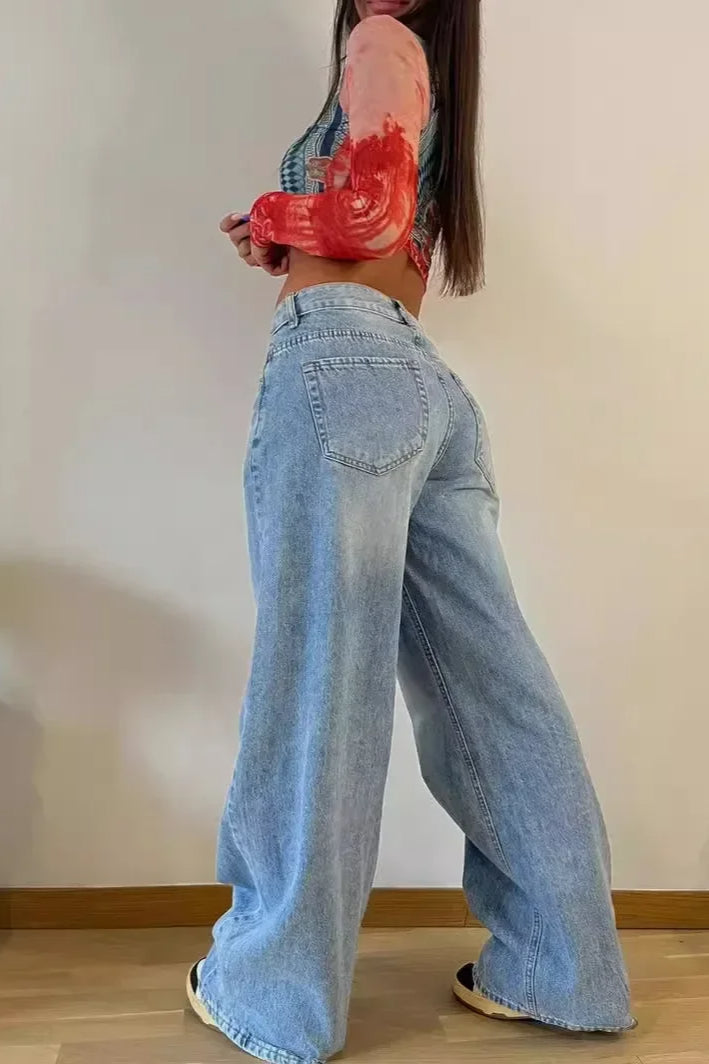 Retro High Waist Wide-Leg Jeans